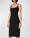 Versace Square-neck Sleeveless Responsible Techno Cady Stretch Sheath Dress In Black