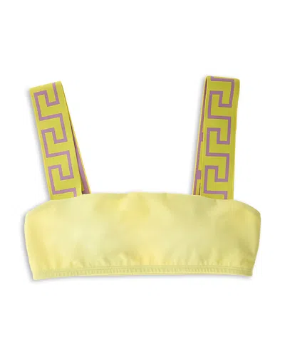 Versace Square Neck Swim Top In Pale Yellow
