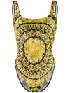 Versace Barocco Classico One Piece Swimsuit In Yellow