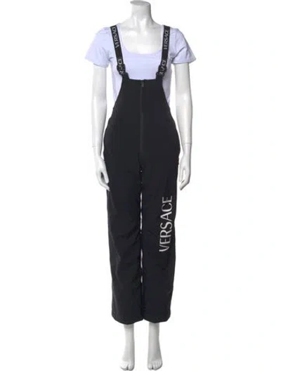 Pre-owned Versace Square Neckline Jumpsuit In Black