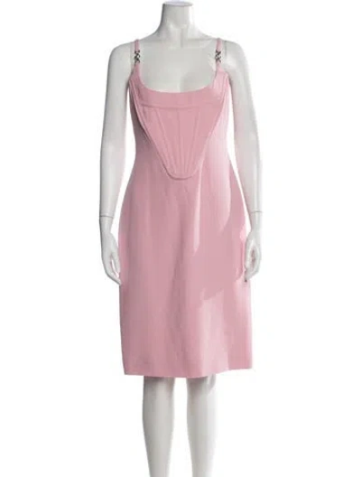 Pre-owned Versace Square Neckline Knee-length Dress In Pink