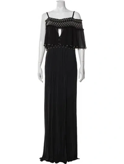 Pre-owned Versace Square Neckline Long Dress In Black
