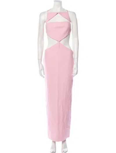 Pre-owned Versace Square Neckline Long Dress In Pink