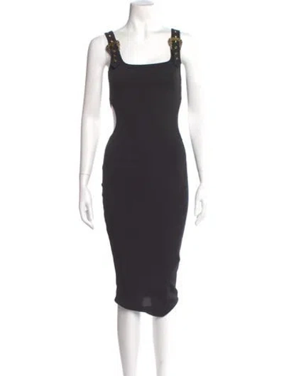 Pre-owned Versace Square Neckline Midi Length Dress W/ Tags In Gray