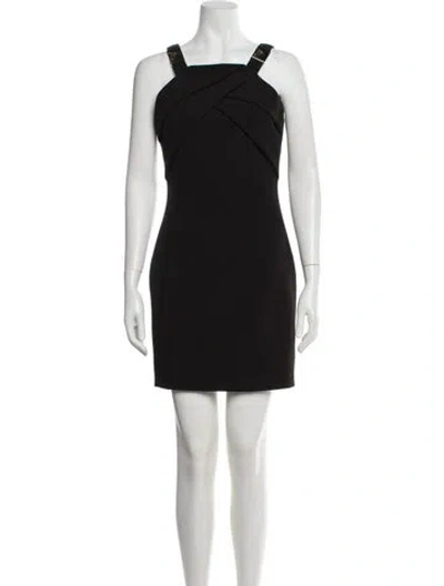 Pre-owned Versace Square Neckline Mini Dress In Black