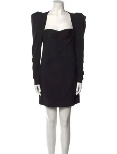 Pre-owned Versace Square Neckline Mini Dress In Black