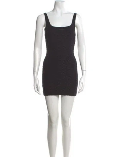 Pre-owned Versace Square Neckline Mini Dress In Black