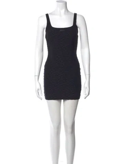 Pre-owned Versace Square Neckline Mini Dress In Black