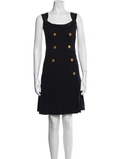 Pre-owned Versace Square Neckline Mini Dress In Black