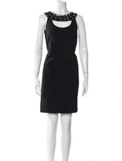 Pre-owned Versace Square Neckline Mini Dress In Black