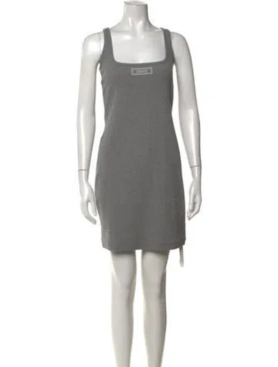 Pre-owned Versace Square Neckline Mini Dress W/ Tags In Grey