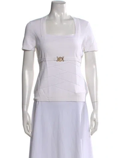 Pre-owned Versace Square Neckline Short Sleeve Top In Neutral