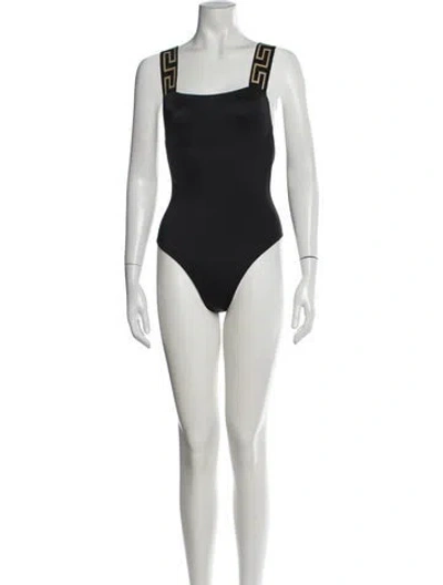 Pre-owned Versace Square Neckline Sleeveless Bodysuit In Black