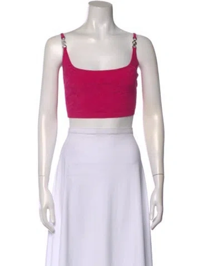 Pre-owned Versace Square Neckline Sleeveless Crop Top In Pink