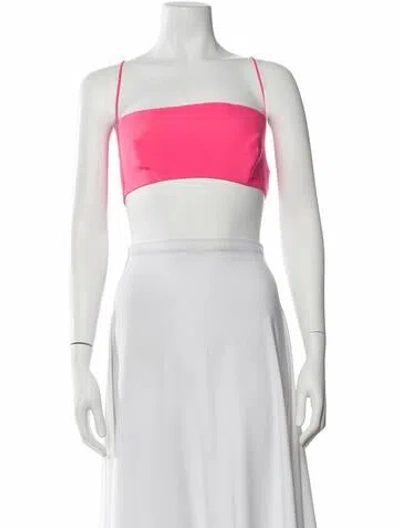 Pre-owned Versace Square Neckline Sleeveless Crop Top In Pink