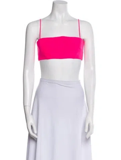 Pre-owned Versace Square Neckline Sleeveless Crop Top In Red