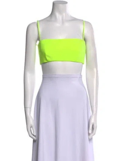 Pre-owned Versace Square Neckline Sleeveless Crop Top In Yellow