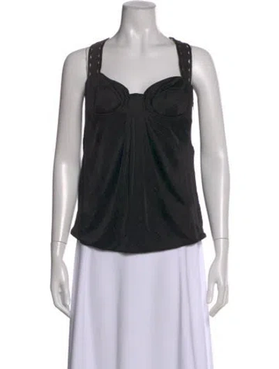 Pre-owned Versace Square Neckline Sleeveless Top In Black