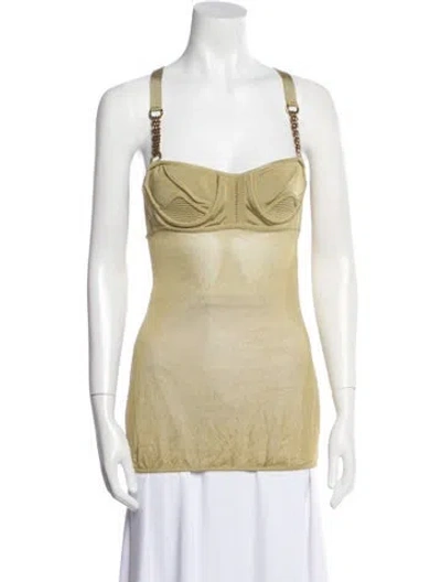 Pre-owned Versace Square Neckline Sleeveless Top In Neutral