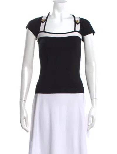Pre-owned Versace Square Neckline Sweater In Black