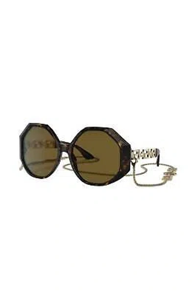 Pre-owned Versace Square Plastic Sunglasses With Brown Lens For Women - Size 59mm