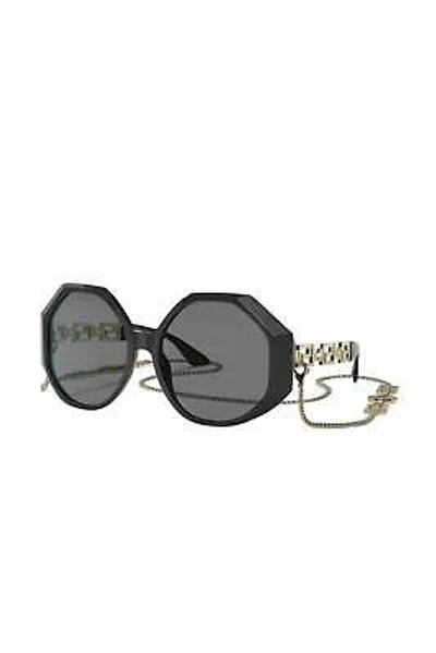 Pre-owned Versace Square Plastic Sunglasses With Grey Lens For Women - Size 59mm In Black