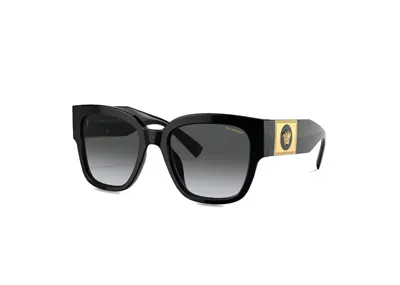 Pre-owned Versace Square Polarized Sunglasses In Black/gold (4437/u)