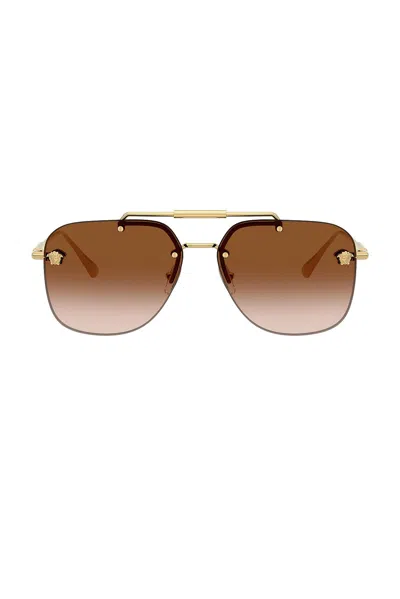 Versace Square Sunglasses In Gold
