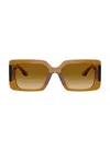 Versace Square Sunglasses In Translucent Brown
