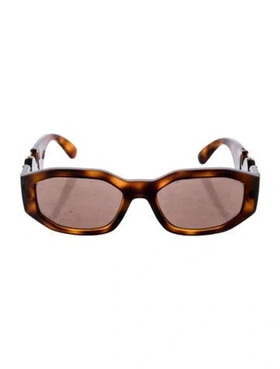 Pre-owned Versace Square Tinted Sunglasses In Brown