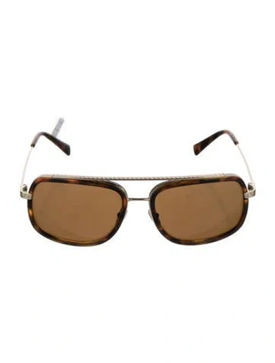 Pre-owned Versace Square Tinted Sunglasses In Brown