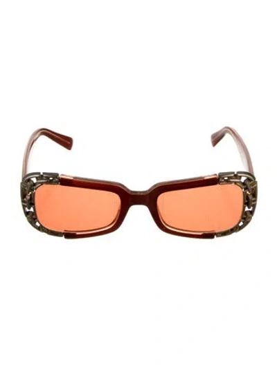 Pre-owned Versace Square Tinted Sunglasses In Brown