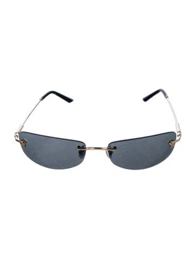 Pre-owned Versace Square Tinted Sunglasses In Silver