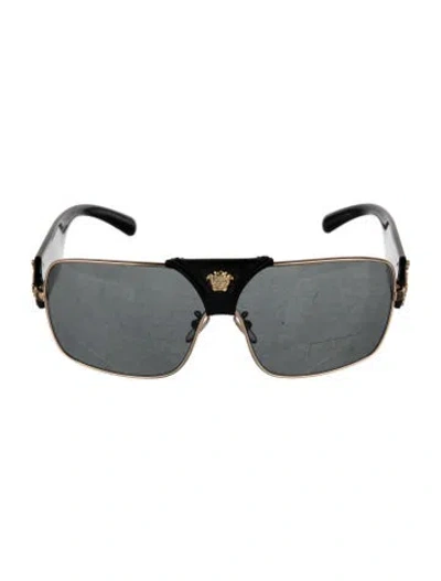Pre-owned Versace Square Tinted Sunglasses W/ Tags In Gold