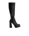 Versace Square Toe Block Heeled Boots In Black