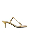 Versace Square Toe High Heel Sandals In Gold