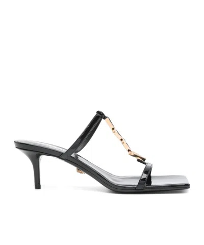VERSACE VERSACE LOGO DETAILED OPEN-TOE SANDALS