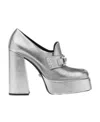 Versace Square Toe High Heels In Gray