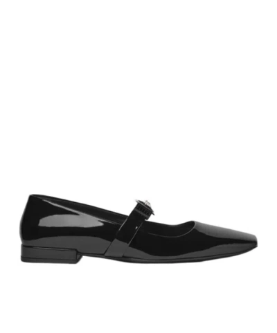 VERSACE VERSACE GIANNI RIBBON SQUARE-TOE BALLERINA SHOES