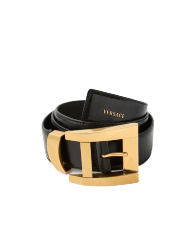 Versace Square-buckle Belt In Transparent