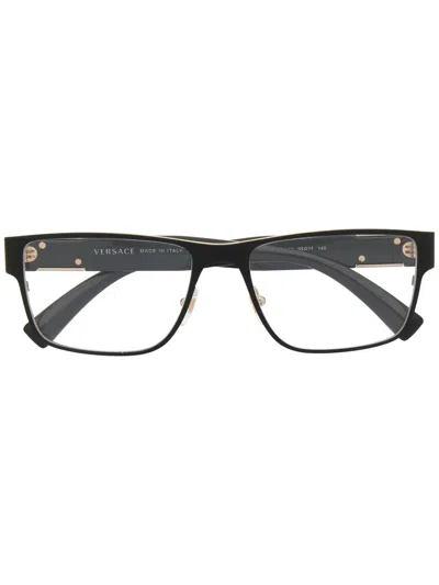 Versace Square-frame Logo-plaque Glasses In Black