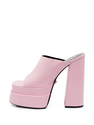 Pre-owned Versace Square-toe Sandals In Pink