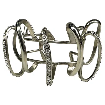 Pre-owned Versace S/s 1987 Gianni  Runway Ad Rhinestone Silver Tone Crystal Cuff Bracelet In Multi