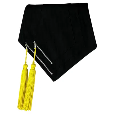 Pre-owned Versace S/s 1989 Gianni  Couture Black Fabric Diamond Yellow Tassel Clutch