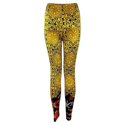 Pre-owned Versace S/s 1992 Gianni  Baroque Ocean Motif Tights 38it/4us In Brown