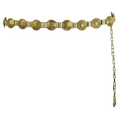 Pre-owned Versace S/s 1992 Gianni  Runway Gold Tone Medusa Medallion Chain Belt In Brown