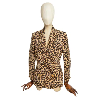 Pre-owned Versace S/s 1992 Gianni  Runway Leopard Animal Print Blazer - Tailored Jacket In Brown