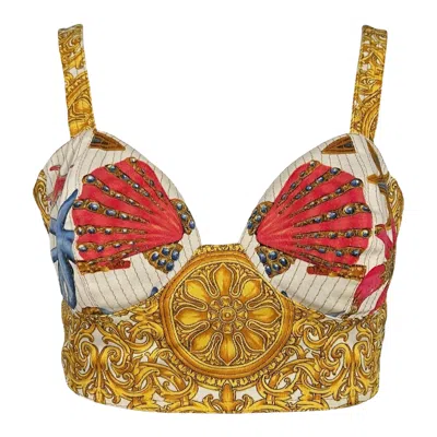 Pre-owned Versace S/s 1992 Gianni  Seashell Starfish Bustier Top In Brown