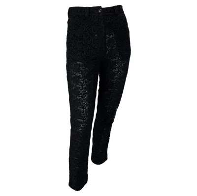 Pre-owned Versace S/s 1994 Gianni  Sheer Black Lace Jeans Pants