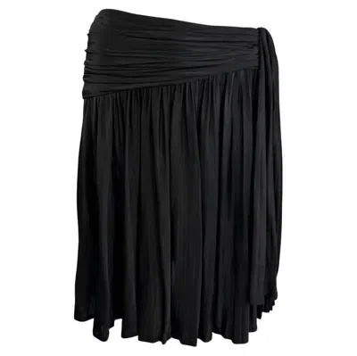 Pre-owned Versace S/s 1995 Gianni  Black Pleated Faux Wrap Flare Skirt 40it/6us